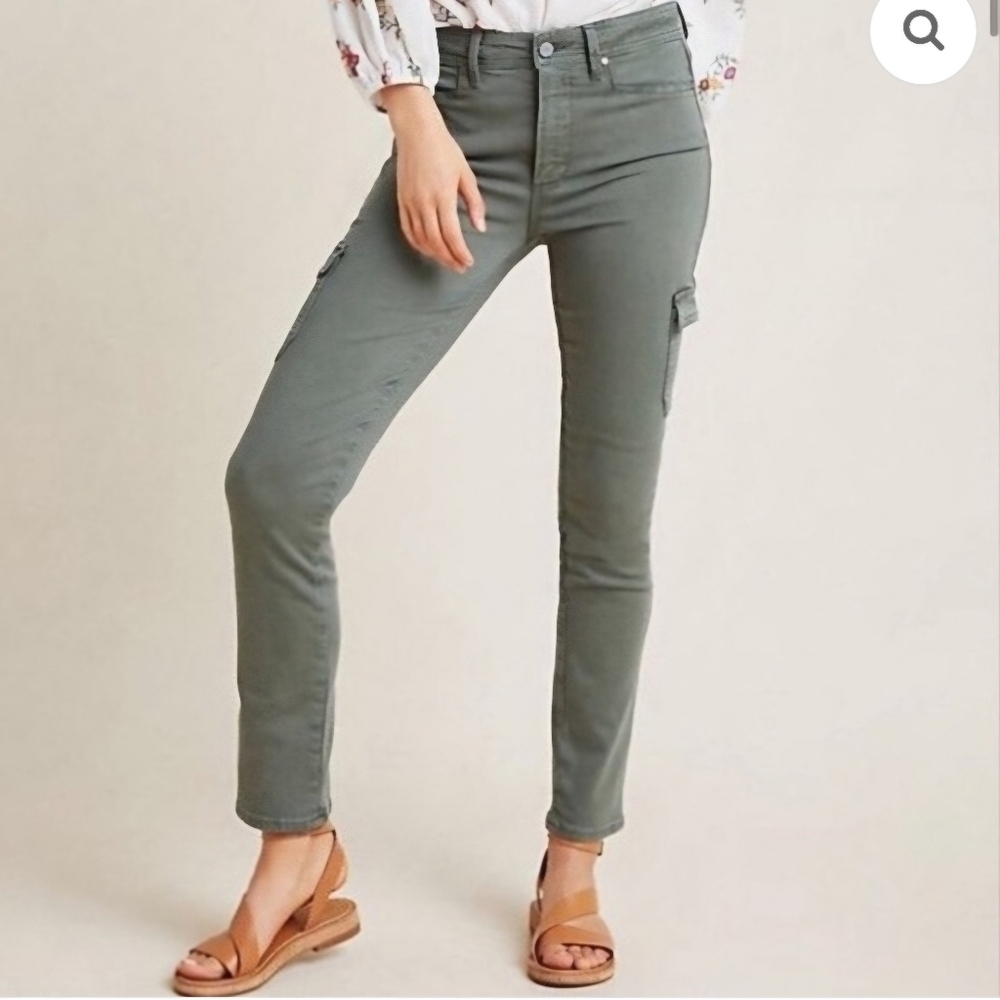 Paige Hoxton Ankle Skinny Cargo Green Jeans Women's Size 30